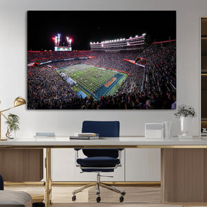 Ben Hill Griffin Stadium Night Game Triple Canvas Wall Art -