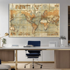 Push Pin World Map Canvas Print – Travel Tracker Wall Art