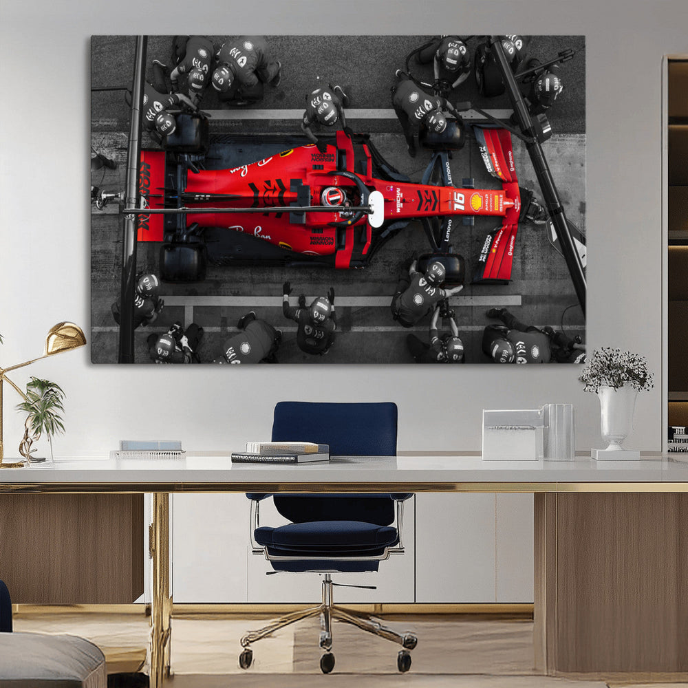 Ferrari Pit Stop Canvas Wall Art – Precision and Speed