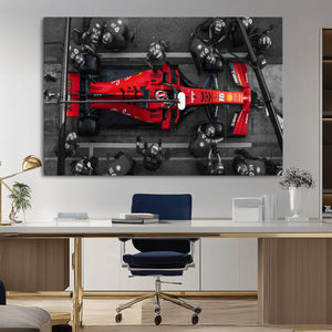 Ferrari Pit Stop Canvas Wall Art – Precision and Speed