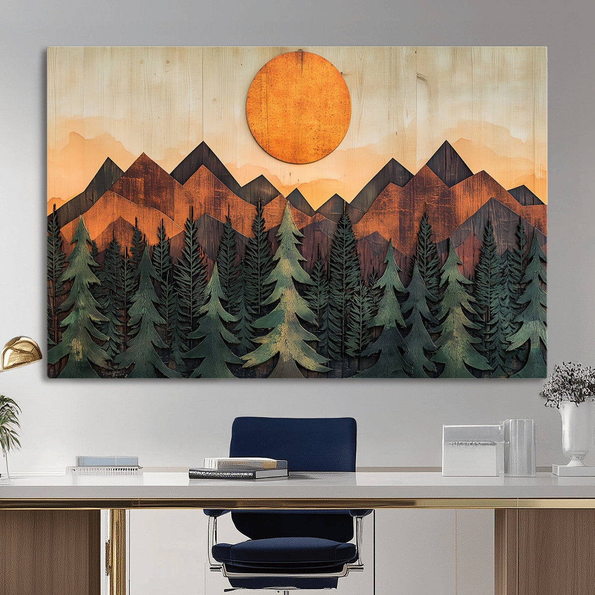 Sunset Mountain Landscape Canvas Wall Art Print - Nature