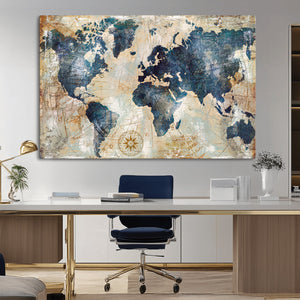 World Map Canvas Print – Framed Wall Art for Couples,