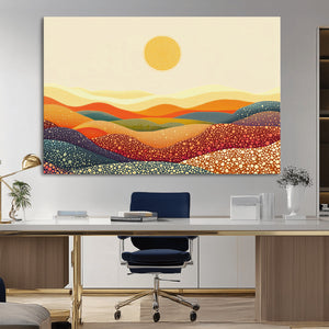YAYOI KUSAMA Colorful Dot Art Landscape Canvas - Framed