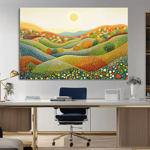 YAYOI KUSAMA Colorful Dot Art Landscape Canvas - Framed