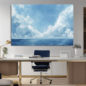 Abstract Ocean Print Artwork- Serene Blue Ocean Canvas Wall