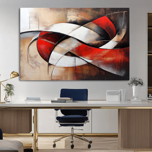 Abstract Wall Art - Modern Red and White Canvas Wall Art