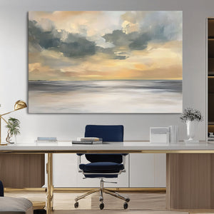 Modern Coastal Artwork with Vibrant Abstract Ocean Waves