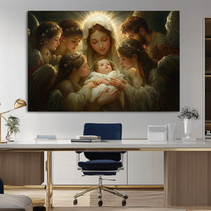 Mary Jesus Canvas Wall Art Print - Madonna and Child with