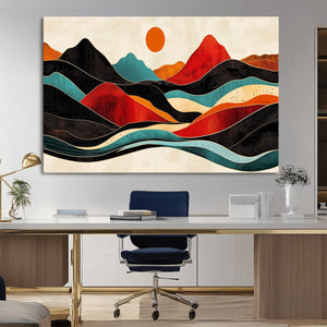 Western Wall Decor - Large Triptych Mountain Canvas - Boho