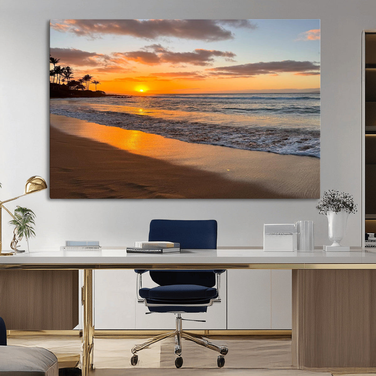 Sunset Wall Art Print - Stunning Beach Sunset Canvas Artwork