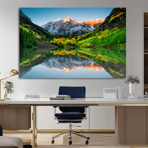 Maroon Bells Lake Wall Art Canvas Print – Framed Majestic