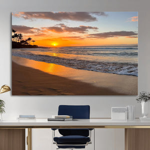 Tropical Beach Wall Art – Framed Sunset Ocean Canvas