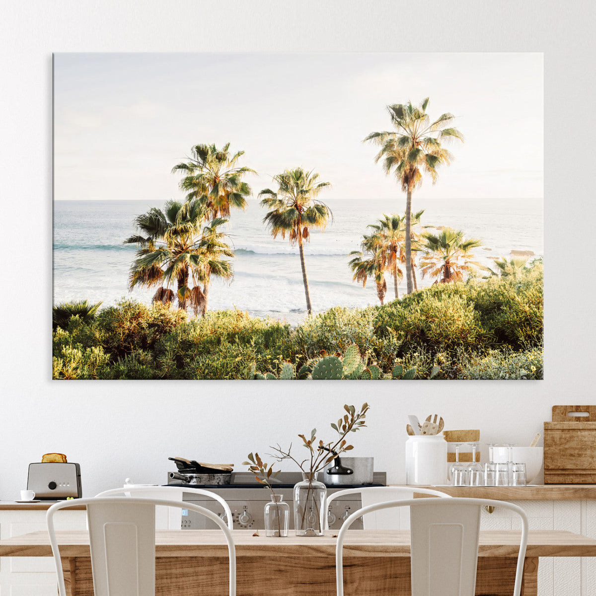 California Coast Palm Trees Wall Art Canvas Print – Framed