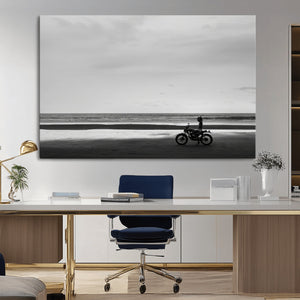 Motorcycle Beach Wall Art Canvas Print – Framed Vintage