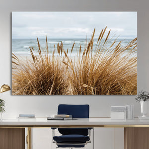 Beach Grass Wall Art Canvas Print – Framed Coastal Dunes Art