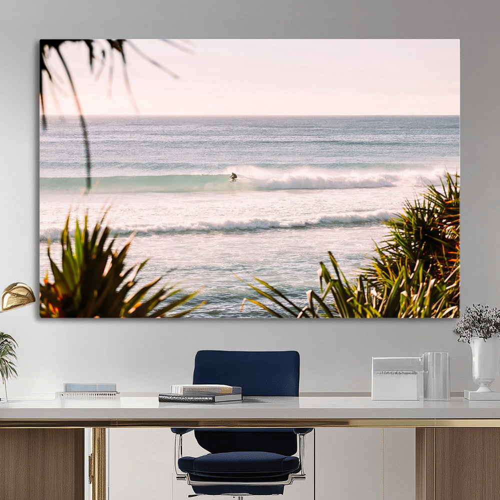 Ocean Surfer Wall Art Canvas Print – Framed Coastal Surf Art