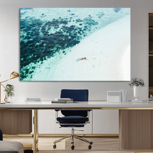 Minimal Beach Wall Art Canvas Print – Framed Ocean Swimming