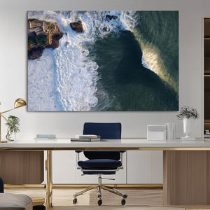Nazare Coast Wall Art Canvas Print – Framed Aerial Ocean Art