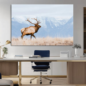 Elk Wall Art Canvas Print – Framed Mountain Wildlife Art