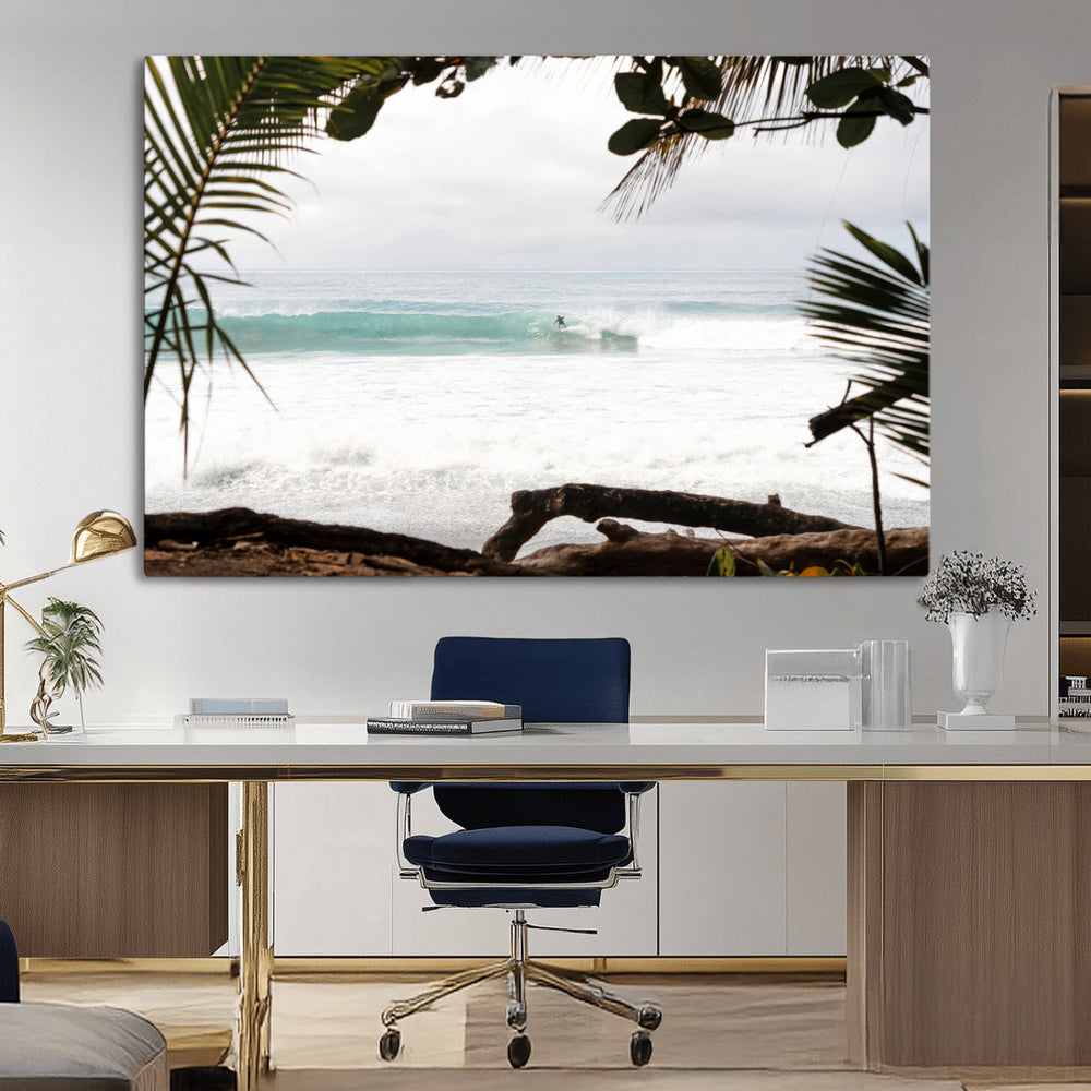 Tropical Surf Wall Art Canvas Print – Framed Palm Tree View