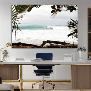 Tropical Surf Wall Art Canvas Print – Framed Palm Tree View