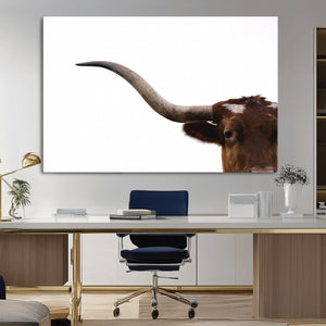 Texas Longhorn Wall Art Canvas Print – Framed Minimalist Cow
