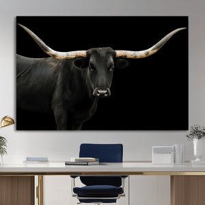 Longhorn Cattle Wall Art Canvas Print – Framed Texas Ranch