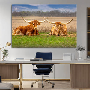 Longhorn Wall Art Canvas Print – Framed Cozy Ranch Vibes