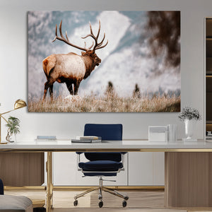 Elk Photography Wall Art Canvas Print – Framed Mountain