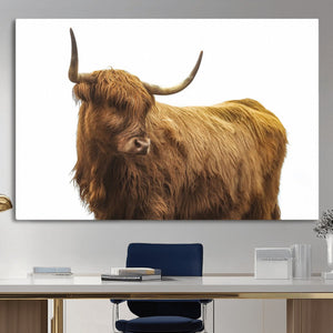 Highland Cow Wall Art Canvas Print – Framed Farmhouse Wall