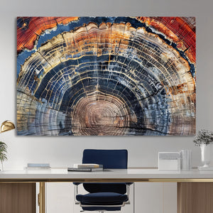 Tree Rings Wall Art Canvas Print – Framed Wood Art Picture