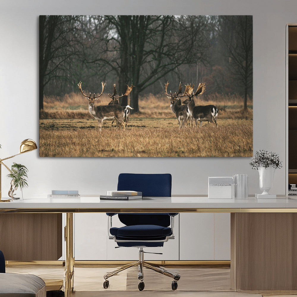 Deer Wall Art Canvas Print – Framed Rustic Wildlife Art