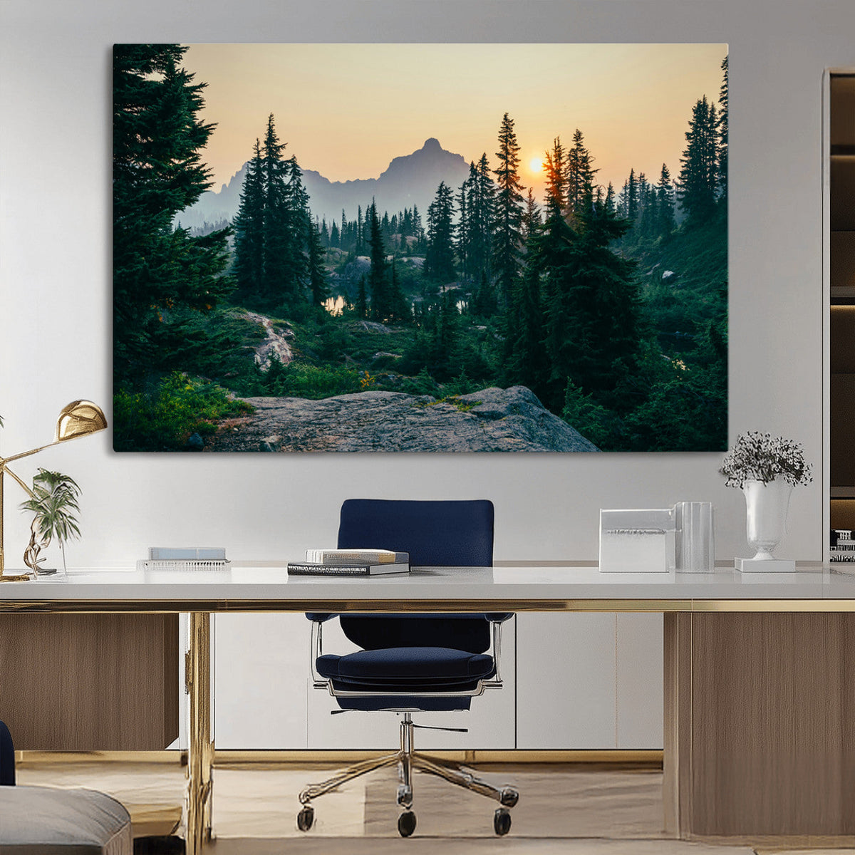 Mountain Landscape Wall Art Canvas Print – Framed Forest