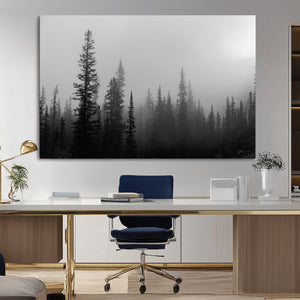 Misty Pines Wall Art Canvas Print – Framed Woodland