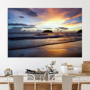 Beach Sunset Wall Art Canvas Print – Tropical Ocean Waves
