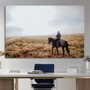 Cowboy Wall Art Canvas Print – Framed Western Ranch Scene