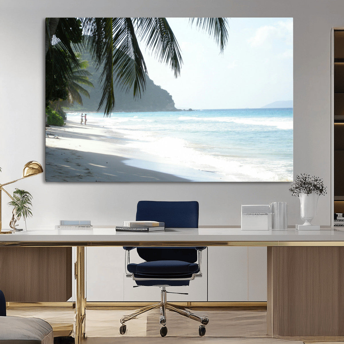 Tropical Beach Wall Art Canvas Print – Framed Serene Ocean