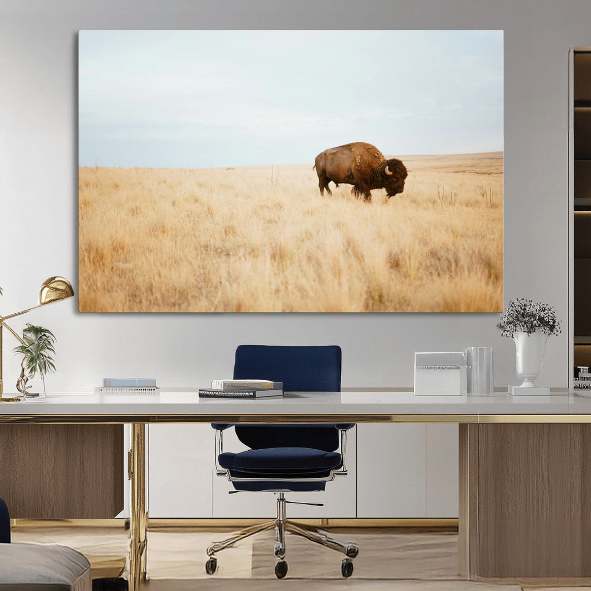 Buffalo Wall Art Canvas Print – Framed Western Wildlife