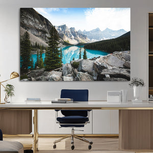 Canadian Rockies Wall Art Canvas Print – Framed Mountain