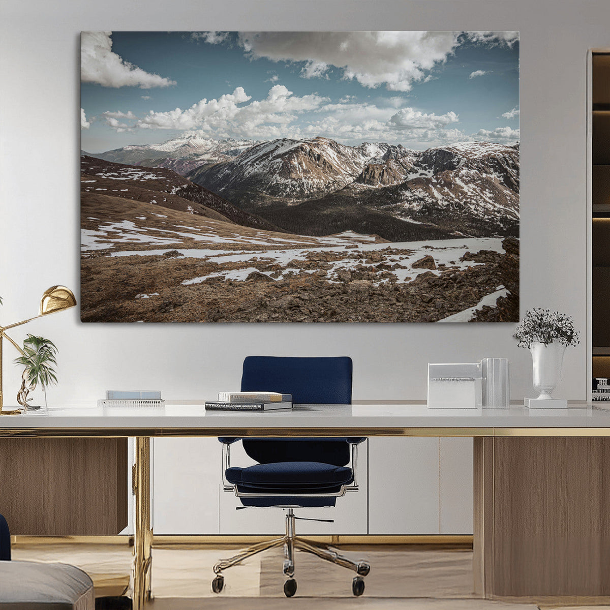 Mountain Landscape Wall Art Canvas Print – Framed Snowy