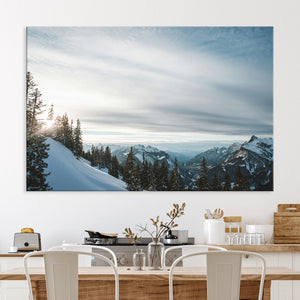 Snowy Mountain Wall Art Canvas Print – Frosty Peaks Alpine