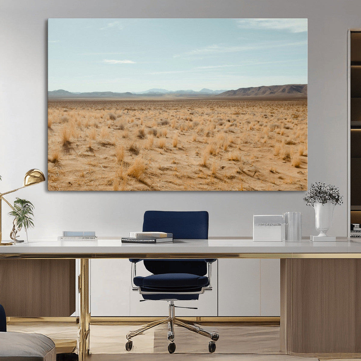 Desert Plains Wall Art Canvas Print, Golden Light Over Dry