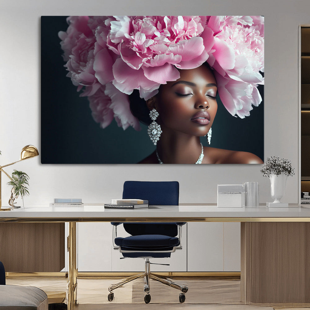 Black Beauty Petal Crown Wall Art Canvas Print – Floral