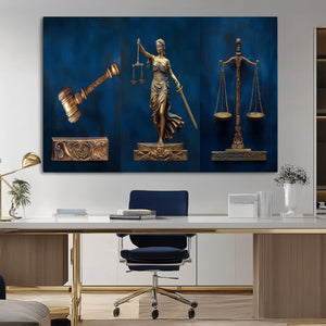 Lady Justice Wall Art Canvas Print – Elegant Gold Legal