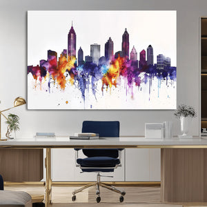 Atlanta Skyline Wall Art Canvas Print – Framed Colorful