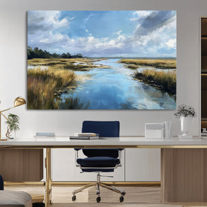 Marshland Wall Art Canvas Print – Serene Water Reflection