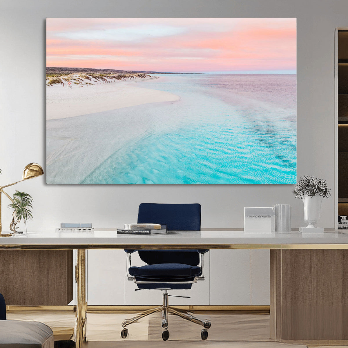 Serene Pastel Beach Wall Art Canvas Print, Tranquil Coastal