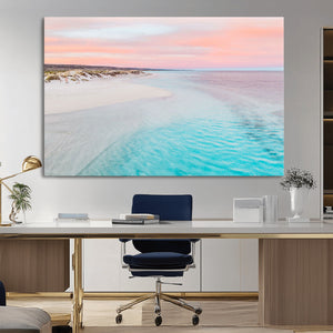 Serene Pastel Beach Wall Art Canvas Print, Tranquil Coastal