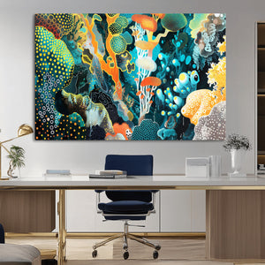 Vivid Underwater Coral Reef Wall Art Canvas Print,