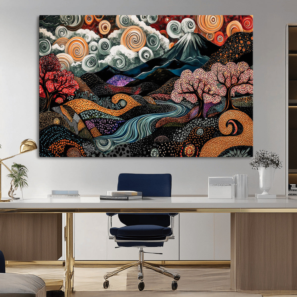 Whimsical Abstract Landscape Wall Art Canvas Print, Colorful